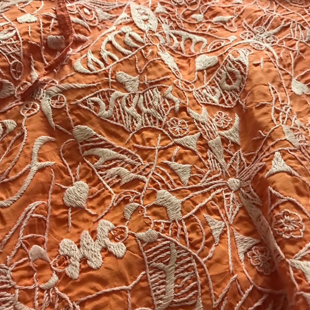 Chan Luu Silk Ballet Embroidered Skirt in Tangerine - Picture 7 of 16